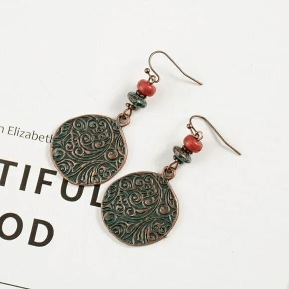2/$21 Beaded Vintage Blue Dangle Earrings - Picture 1 of 6